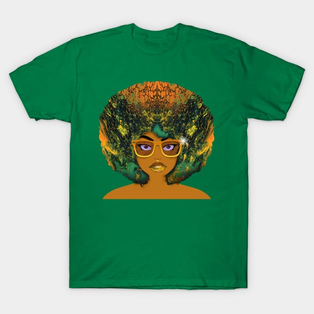 Galaxy Girl Green Afro T-Shirt by FinalBeatComics